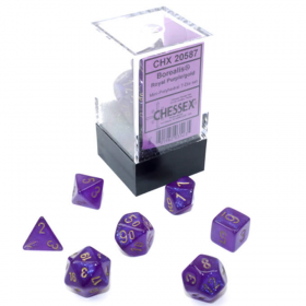 Dice, Mini Borealis Royal Purple/Gold 7 Poly Dice Set