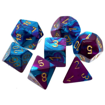 Dice, Mini Gemini Teal Gold 7-Die Polyhedral