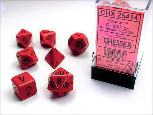 Opaque Red/Black 7 Poly Dice Set