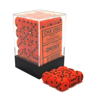 Dice, Opaque Orange/Black D6 36Pack