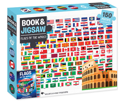 Kid's Jigsaws, Book & Jigsaw: Flags Of The World - 150pc