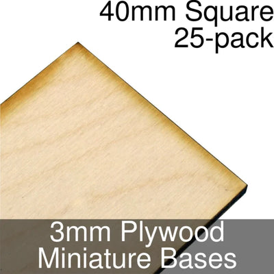 Products, 40MM Square in 3mm thick Plywood Bases by Litko 25 count