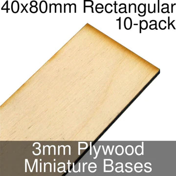 Products, 40mm*80mm Bases in 3mm Thick Plywood by Litko; 10 count pack