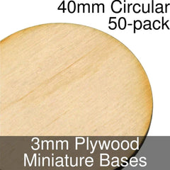 40mm Circular Bases in 3mm Thick Plywood by Litko 50 Count Pack