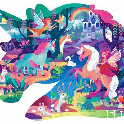 Kid's Jigsaws, Shiny Shaped: Magical Unicorn Forest - 100pc