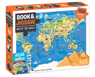 Kid's Jigsaws, Book & Jigsaw: Map Of The World - 150pc
