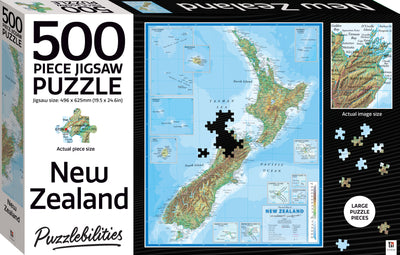 NZ Made & Created Games, NZ Map 500PC XL Jigsaw Puzzle