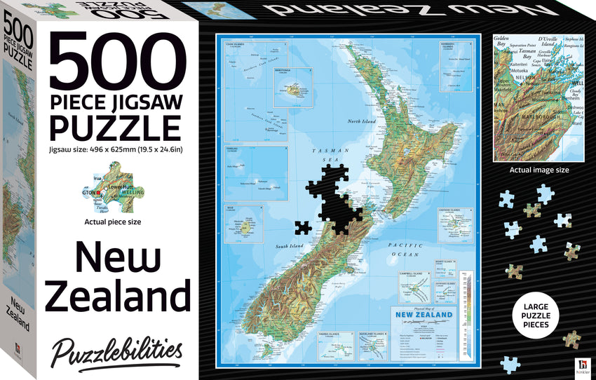 NZ Map 500PC XL Jigsaw Puzzle