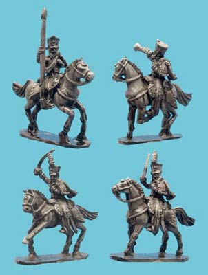 Miniatures, Napoleonics - Russian Hussar Command in Shako