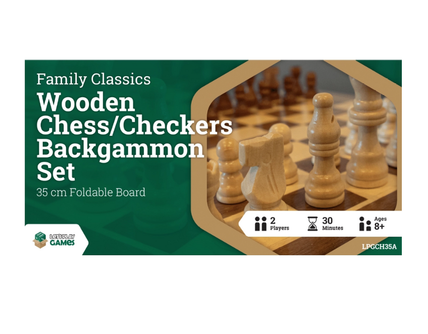 Wooden Foldable: Chess/Checkers/Backgammon 35cm