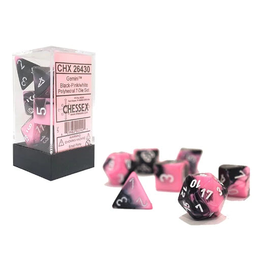Gemini Black Pink/White 7 Poly-Dice Set