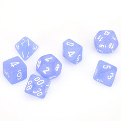 Frosted Blue/White 7 Poly Dice Set