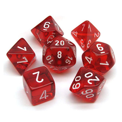 Dice, Mini Translucent Red White