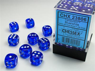 Products, 12mm D6 Blue/White Dice