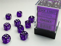 Translucent Purple D6 12mm 36 Dice Set