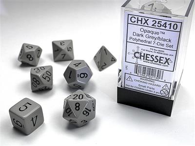 Opaque Dark Grey/Black 7 Poly Dice Set