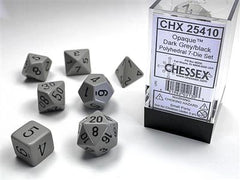 Opaque Dark Grey/Black 7 Poly Dice Set