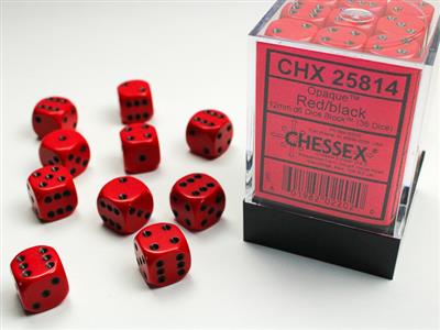 Products, 12mm D6 Red/Black 36 Dice