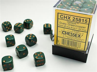 Products, 12mm D6 Green/Copper 36 Dice
