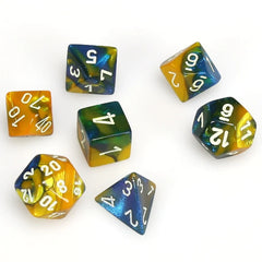 Gemini Yellow/White 7 Poly-Dice Set
