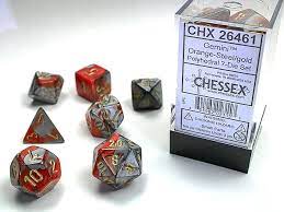 Gemini Orange Steel Gold 7 Poly-Dice Set
