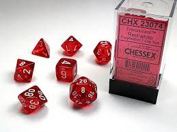 Dice, Translucent Poly Red/White