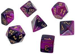 Mini Gemini Purple Gold 7-Die Polyhedral