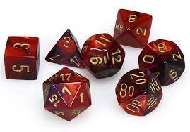 Dice, Mini Gemini Purple Red / Gold 7-Die Polyhedral