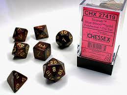Scarab Blue Blood/Gold 7 Poly Dice