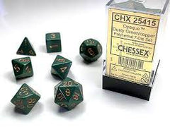 Opaque Dusty Green/Copper 7 Poly Dice Set