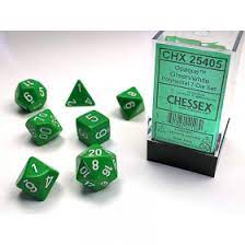Opaque Green/White 7 Poly Dice Set