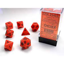 Opaque Orange/Black 7 Poly Dice Set
