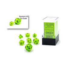 Dice, Mini Vortex Bright Green/Black 7 Poly Dice Set