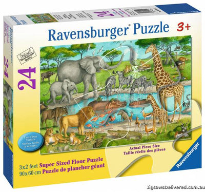 Kid's Jigsaws, Ravensburger Watering Hole Delight 24PC Floor Puzzles
