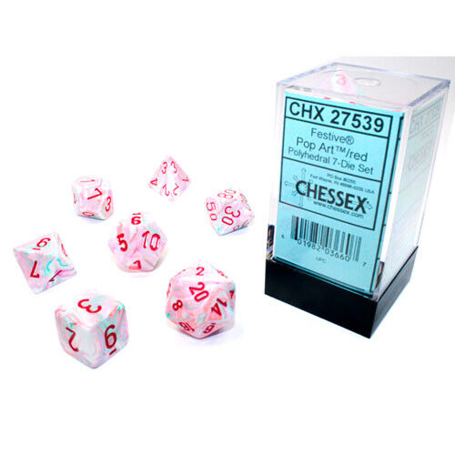 Chessex Pop Art Red 7 Poly Dice Set