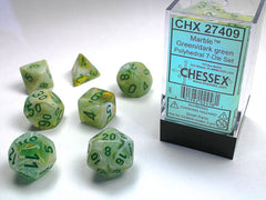 Marble Green/Dark Green 7 Poly Dice