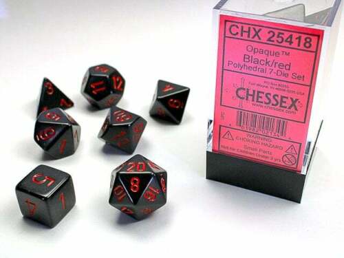 Opaque Black/Red 7 Poly Dice Set