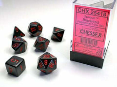 Opaque Black/Red 7 Poly Dice Set
